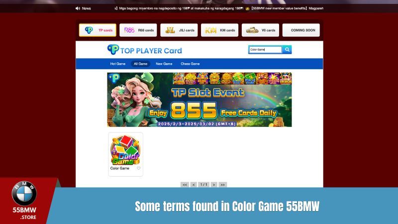 Some terms found in Color Game 55BMW