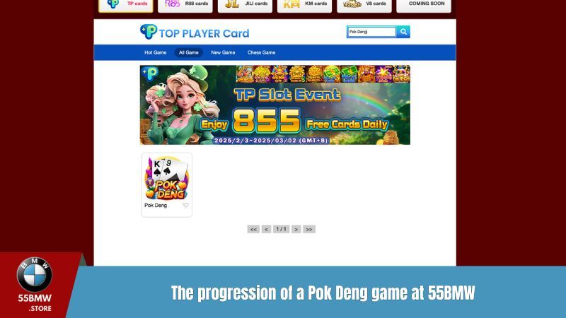The progression of a Pok Deng game at 55BMW